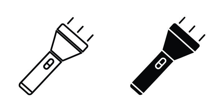 Contrasting flashlight designs in black and white silhouette styles
