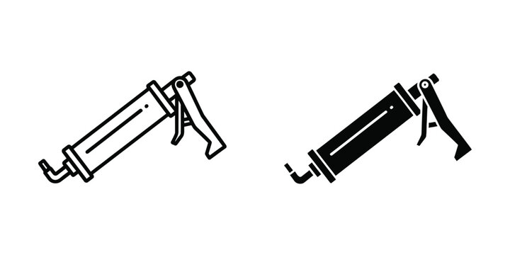Comparison of two types of caulking guns in black and white illustration