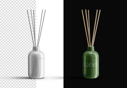 Glass Scented Perfume Reed Diffuser Bottle Mockup Isolated