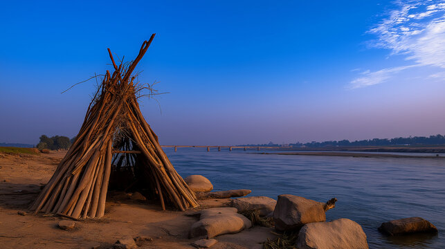 AI generator images of Sadhu, or Hindu ascetics seeking enlightenment, are the focus of Varanasi, one of the world's holiest and oldest cities.
This ghats (riverbanks) are the site of religious ritual