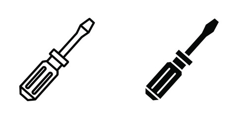 Fototapeta premium Two different types of screwdrivers illustrated in black and white