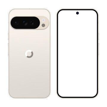 Google Pixel 10 Pro XL highlighting the triple camera. Realistic vector illustration.