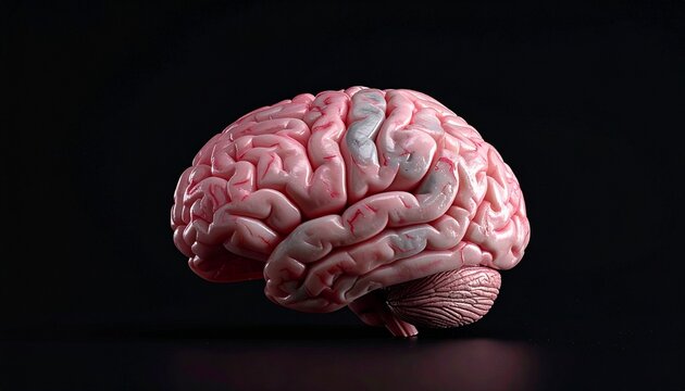 Human brain specimen isolated on a solid black background