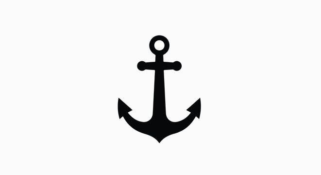 Simple black anchor silhouette icon on a white background, representing maritime, nautical, and sea themes.