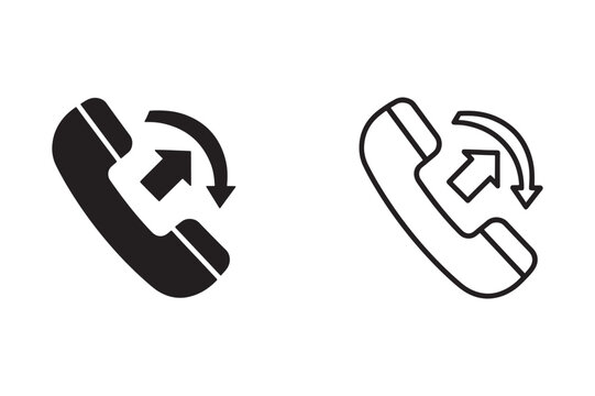 Outgoing Call Arrow Line And Solid Icon Set