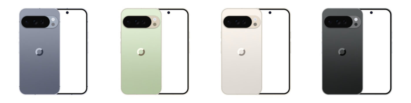 Google Pixel 10 Pro XL highlighting the triple camera. Realistic vector illustration.