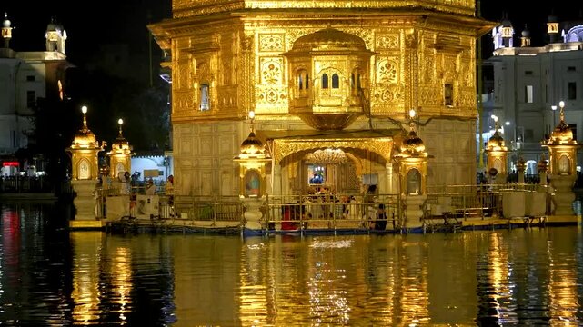 Sacred Reflection of Golden Temple in Amrit Sarovar at Night &ndash; Spiritual Sikh Shrine