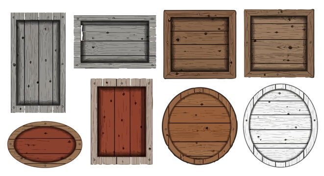 Rustic Wood Barnwood Frame Vector Set Weathered Plank Borders for Farmhouse Decor and Country Wedding