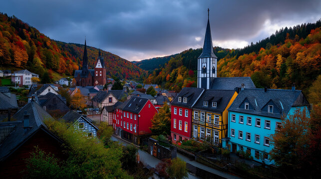 AI generator images of city is famous for its colorful wooden houses. Bergen, Norway, is particularly beautiful in autumn when the leaves change color. It's known as the "city of rain" because it rain