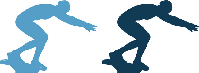 Two skateboarders in blue silhouette © PrimeVisuals