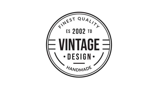Badge vintage design emblem with text and lines, celebrating finest quality craftsmanship and established year 2002, on white background