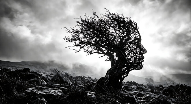 Captures the lonely, wind-swept atmosphere of the landscape.