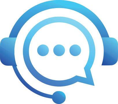 Customer support headset icon with chat bubble modern call center service symbol online communication help desk flat gradient vector design.