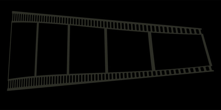 Vintage film strip frame with realistic photo negative border and old camera elements. Black celluloid texture and filmstrip pattern. eps 10