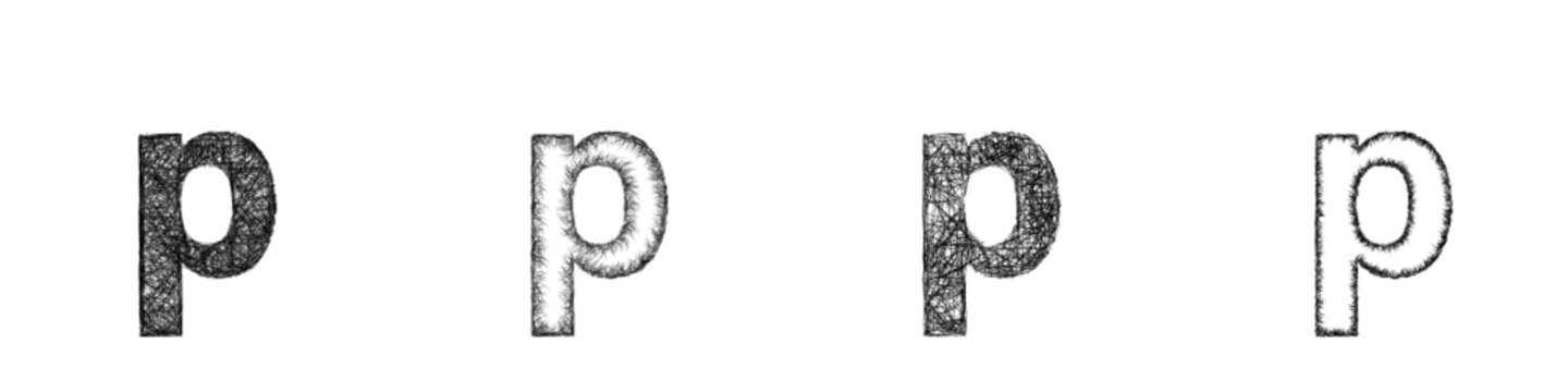 Sketch lowercase p font design set