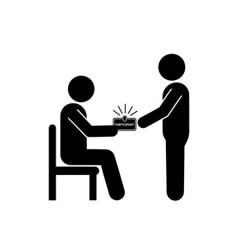 Two people exchanging a package.