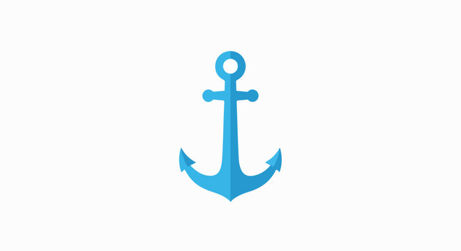 Simple blue anchor icon on a white background, representing maritime, nautical, and sea adventure themes.