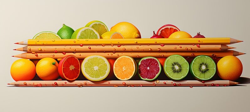 fruits slice shaped matchstick carving,generative AI