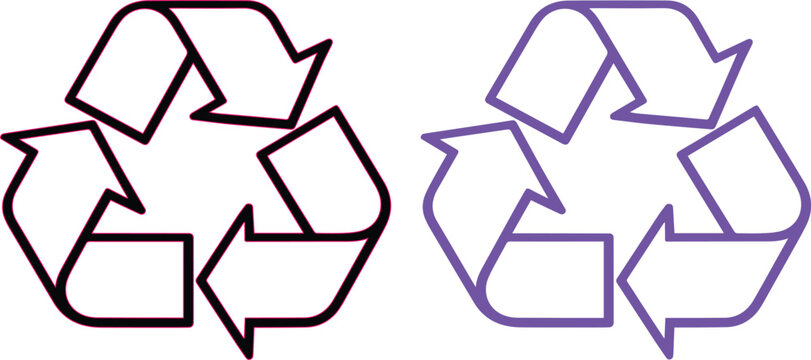 S&iacute;mbolo de reciclaje lineal, iconos de flechas de ciclo ecol&oacute;gico en formato EPS, se&ntilde;ales de sostenibilidad y cuidado del medio ambiente