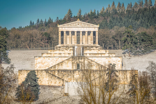 Walhalla memorial near Regensburg in winter landscape Germany