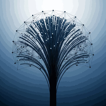 Abstract fiber optic cable network representing digital communication and technology.
