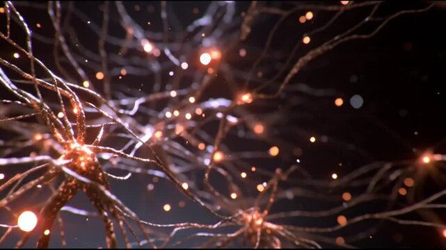Neural Network Firing Sparks and Connections.