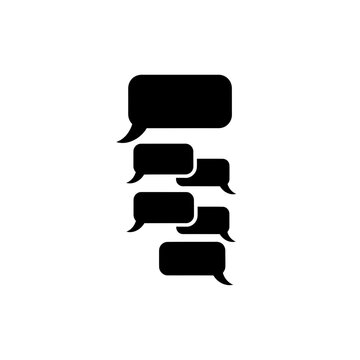 Black speech bubbles on white background.