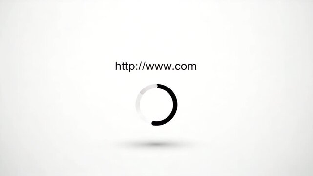 Circular Loading Icon with Web URL on Minimalist White Background