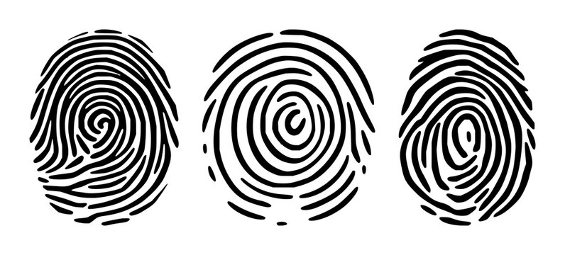 Fingerprint scan loop icon set with solid black design on white background featuring biometric, fingerprint, scan loop with line art and simple