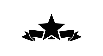 Obraz premium Black star symbol with ribbons icon.