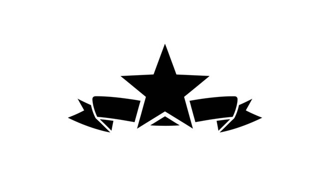 Black star symbol with ribbons icon.