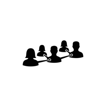 Group of people with arms extended pointing in unison teamwork concept.