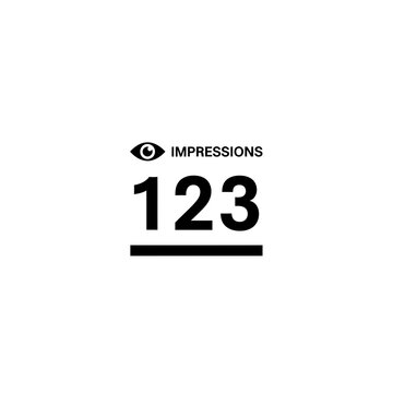 Impressions 123 logo design with eye symbol and underline simple and modern.