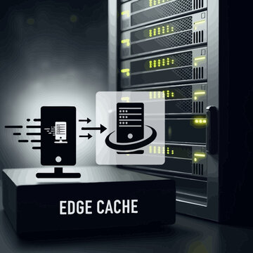 Edge Cache Server Concept Data Transfer and Storage Technology.