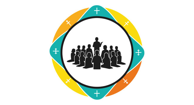 Group of people standing together united.