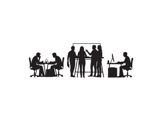 Professional business people collaborating and working in an office on white background. on white background