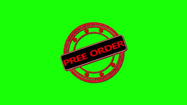 pre order red stamp text animation promotional sale label marketing announcement motion graphic 4k