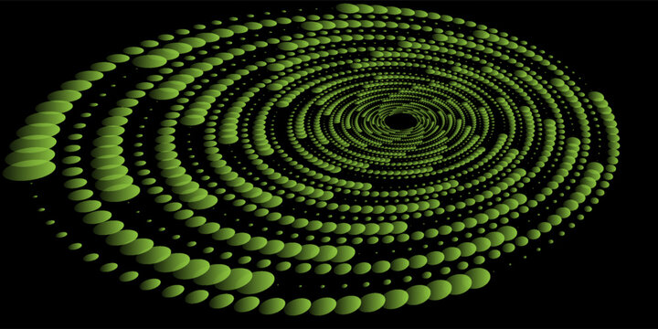 Sound wave rhythm lines spiral dynamic abstract vector background in circle dot shape