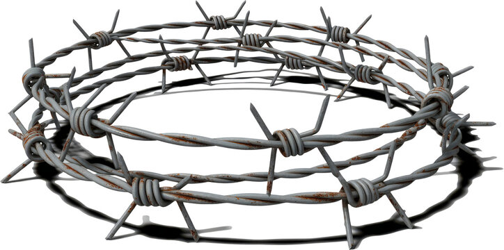 Intricate wire hoop forming a circular pattern with overlapping loops isolated on transparent background