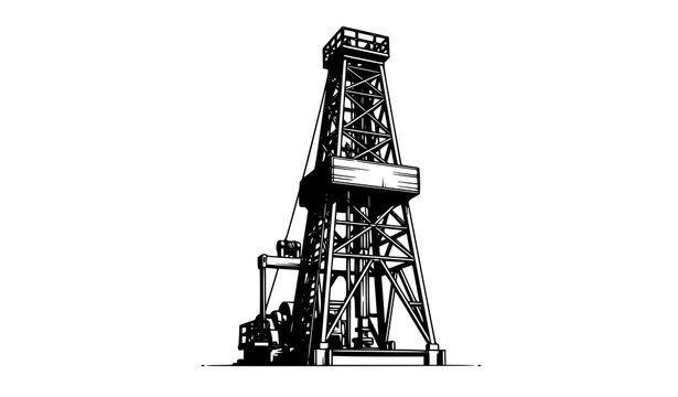 Oil derrick vector illustration industrial drilling rig tower