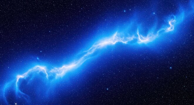 Stunning blue nebula in deep space, cosmic cloud of gas and dust, interstellar background with bright stars and galaxies, high resolution astronomy