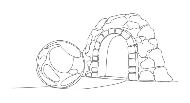 Soccer Ball in Front of Archway.