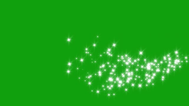 Magic sparkles glitter line stars, blast line shining comet trace with glare effect, shimmer effect overlay, luxury white glitter sparkling stars trail, green screen 4k