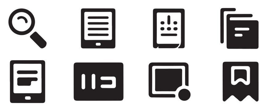 Digital reading device icons, tablet, smartphone, and e-book reader symbols. vector illustration eps 10