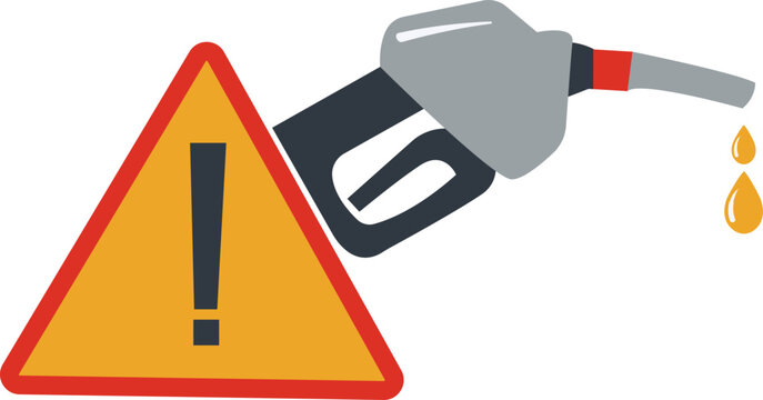 Fuel Shortage Alert Illustration, Low Petrol Warning Flat Vector