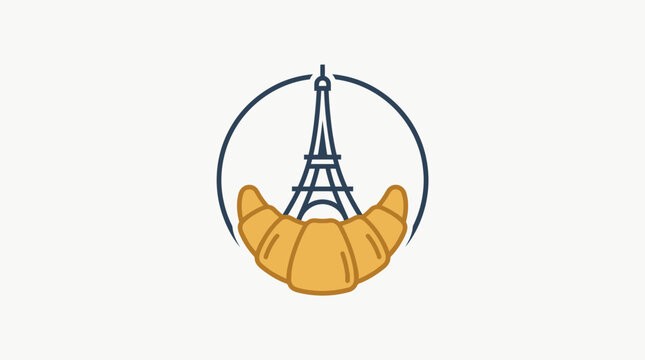 Eiffel Tower and Croissant Logo Design