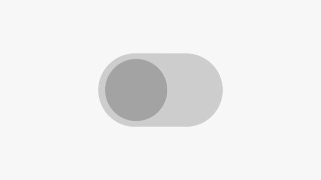 Minimal 2D motion graphic of a toggle switch button with smooth on and off sliding animation. Perfect for mobile app UI, website settings, and interface design concepts.