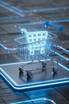 Shopping cart icon glowing