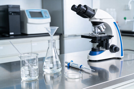 Laboratory with microscope