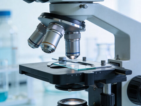 Microscope studying a biological sample